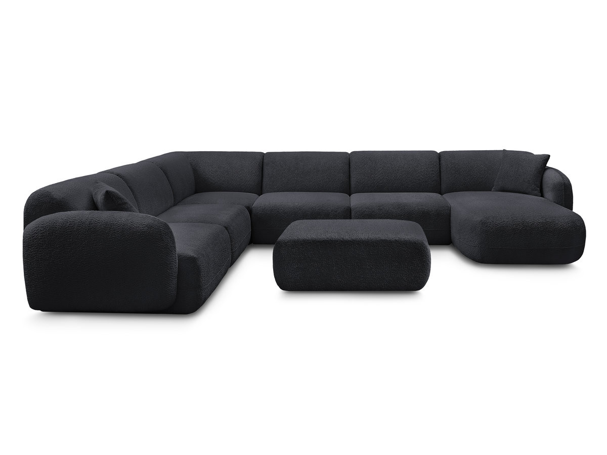 Bobochic Anda Wohnlandschaft mit Pouf 373 × 289 cm Chenille Schwarz Ecke links
