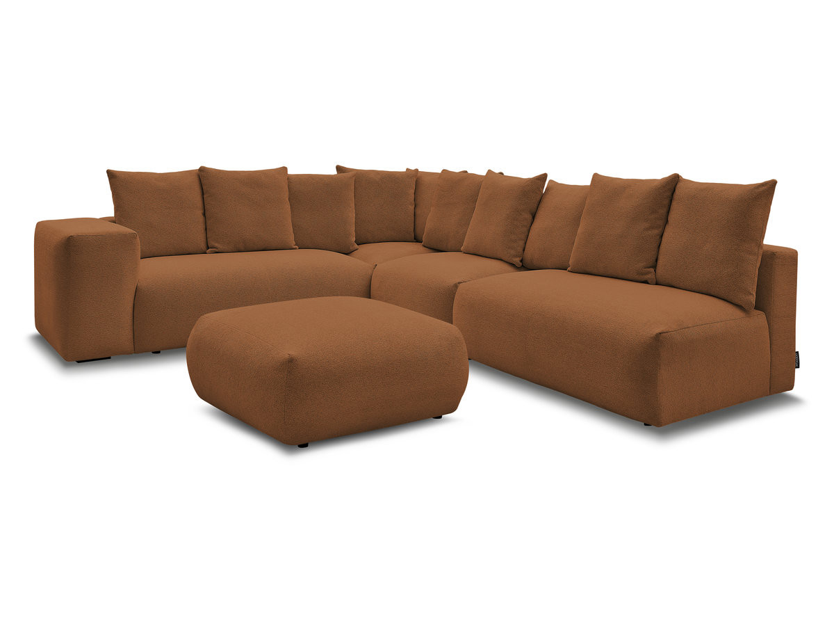 Bobochic Voltaire Ecksofa mit Pouf 322 × 268 cm Melange-Stoff Orange Ecke links