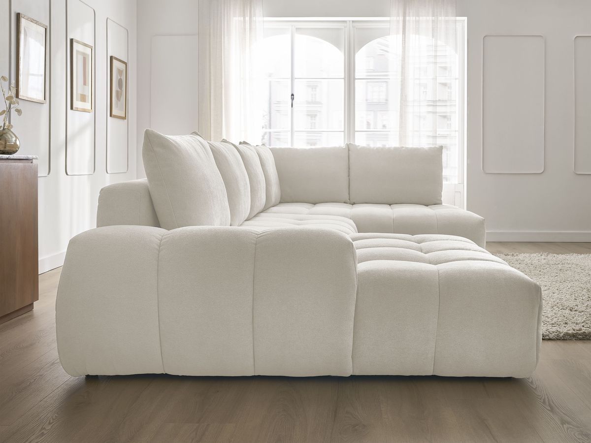 Bobochic Everest Wohnlandschaft, 6 Kissen Strukturstoff Weiß Ecke links