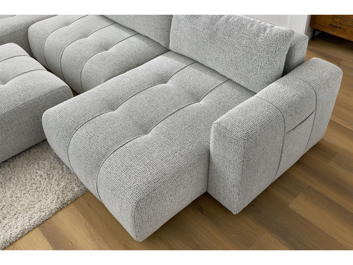 Bobochic Arsene Wohnlandschaft mit Pouf Melange-Stoff Hellgrau Ecke links