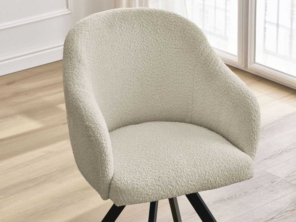 Bobochic Sophie Esszimmerstuhl mit Sternfuß Bouclé-Stoff Beige
