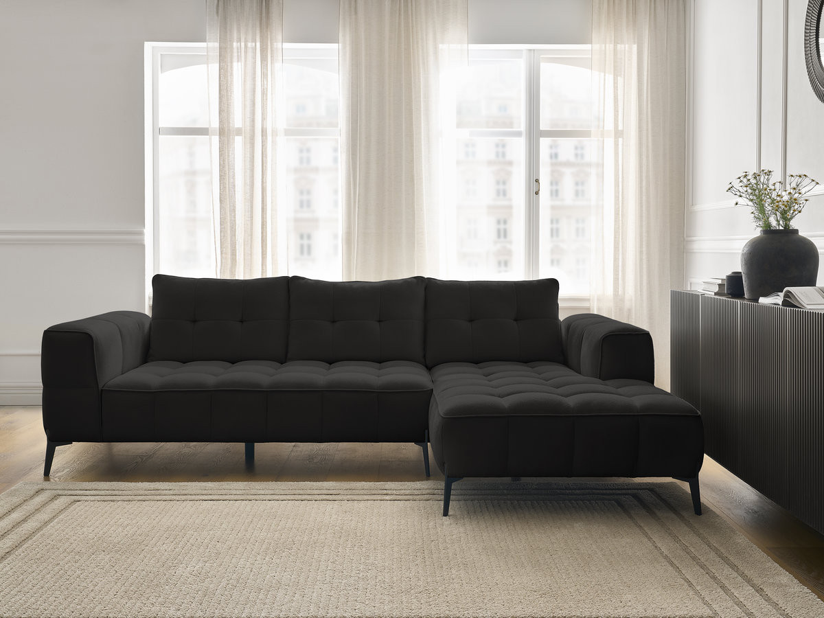 Bobochic Anis Ecksofa Strukturstoff Schwarz Ecke rechts