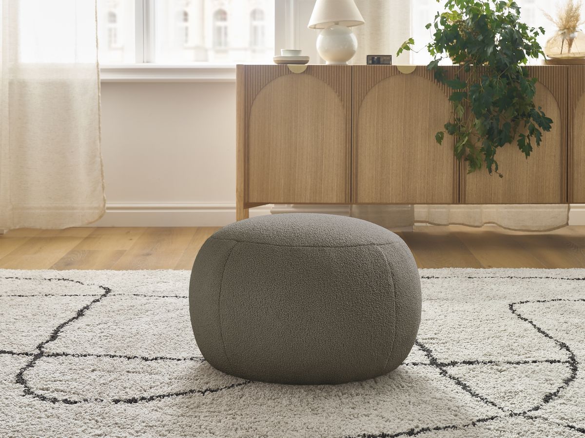 Bobochic Hayden Pouf, rund Bouclé-Stoff Braun, 60 cm