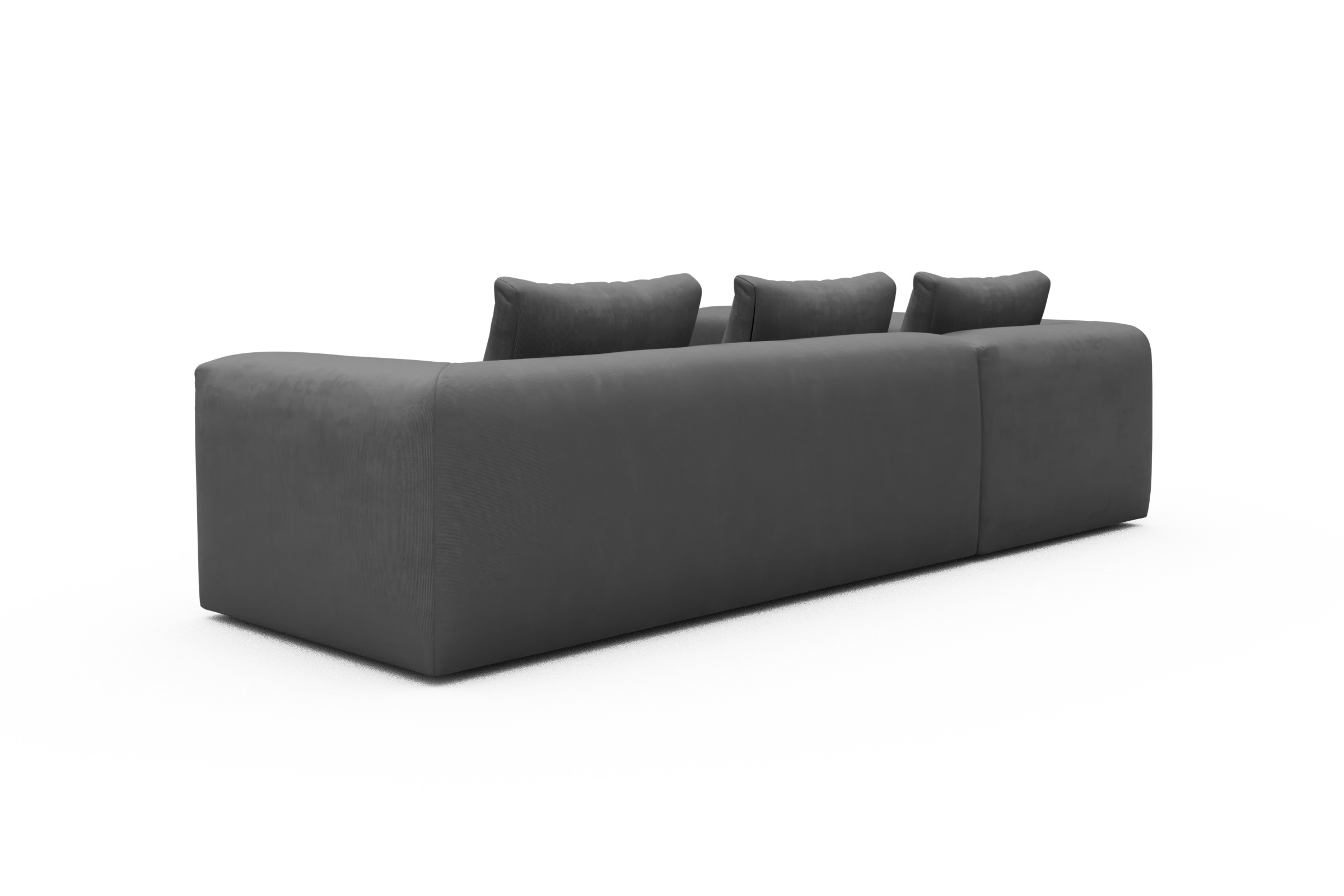 Ecksofa Fred 2x 2,5-Sitzer links offen Cordufine-Grey