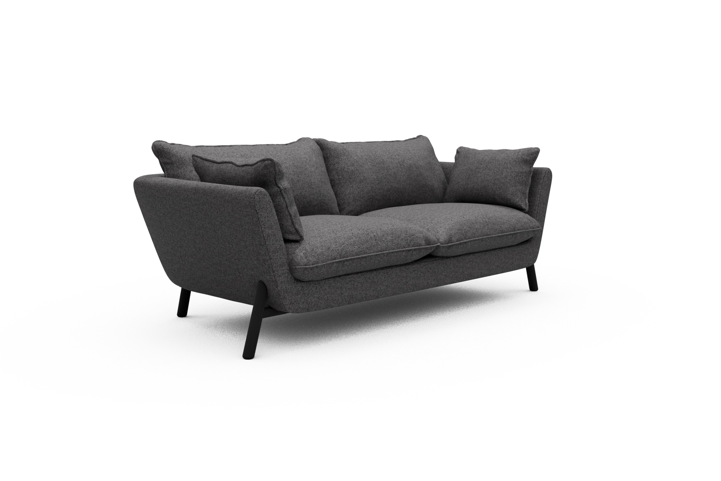 Sofa Emil PREMIUM 2-Sitzer Beinfarbe Eiche Schwarz Sama-Antracite