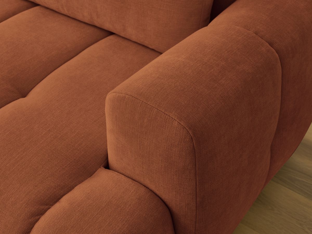 Bobochic Fuji Ecksofa mit Schlaffunktion und Bettkasten und Pouf 292 × 160 cm Stoff Orange Ecke links