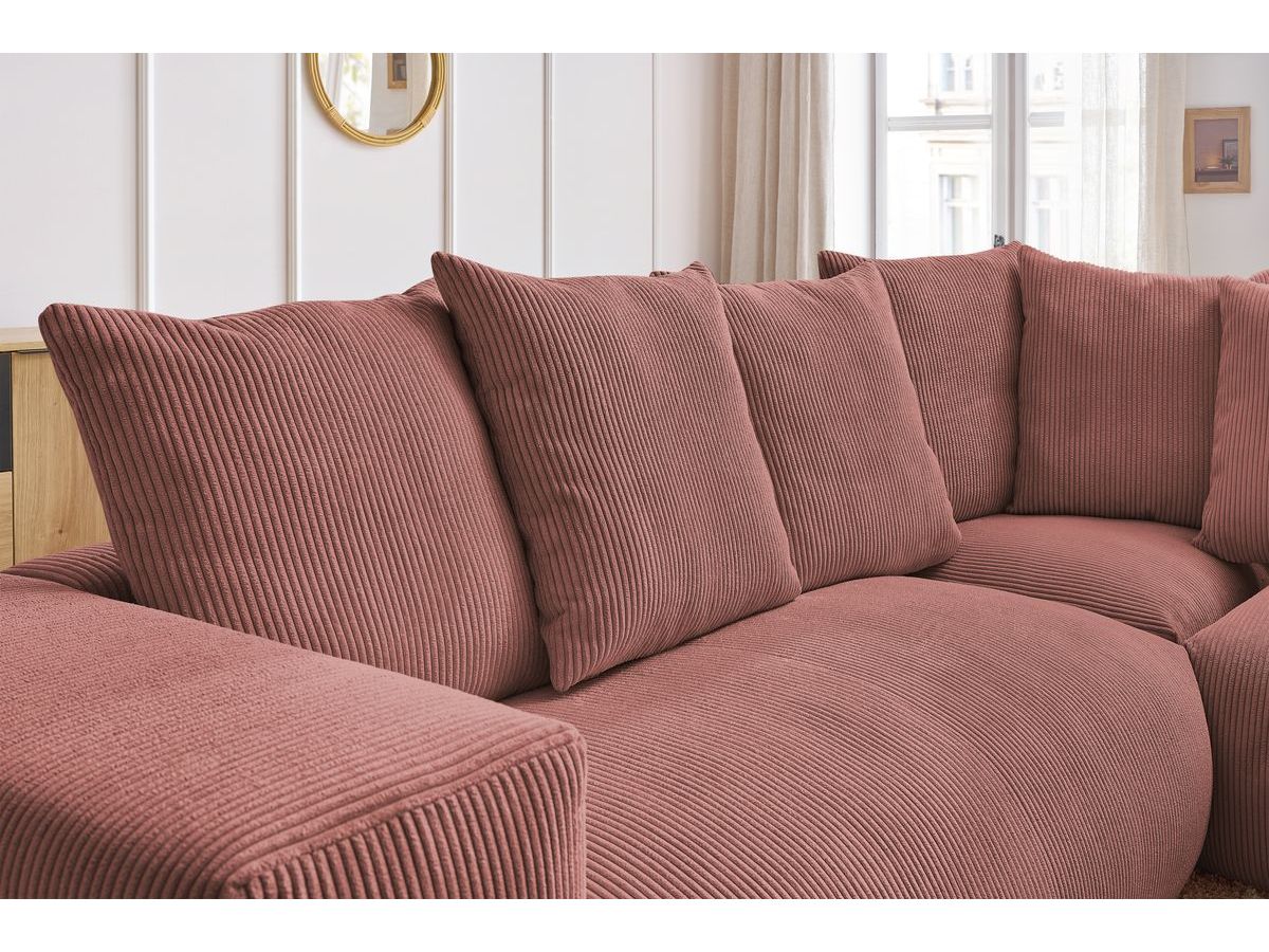 Bobochic Voltaire Ecksofa 268 × 214 cm Cordsamt Rosa Ecke rechts