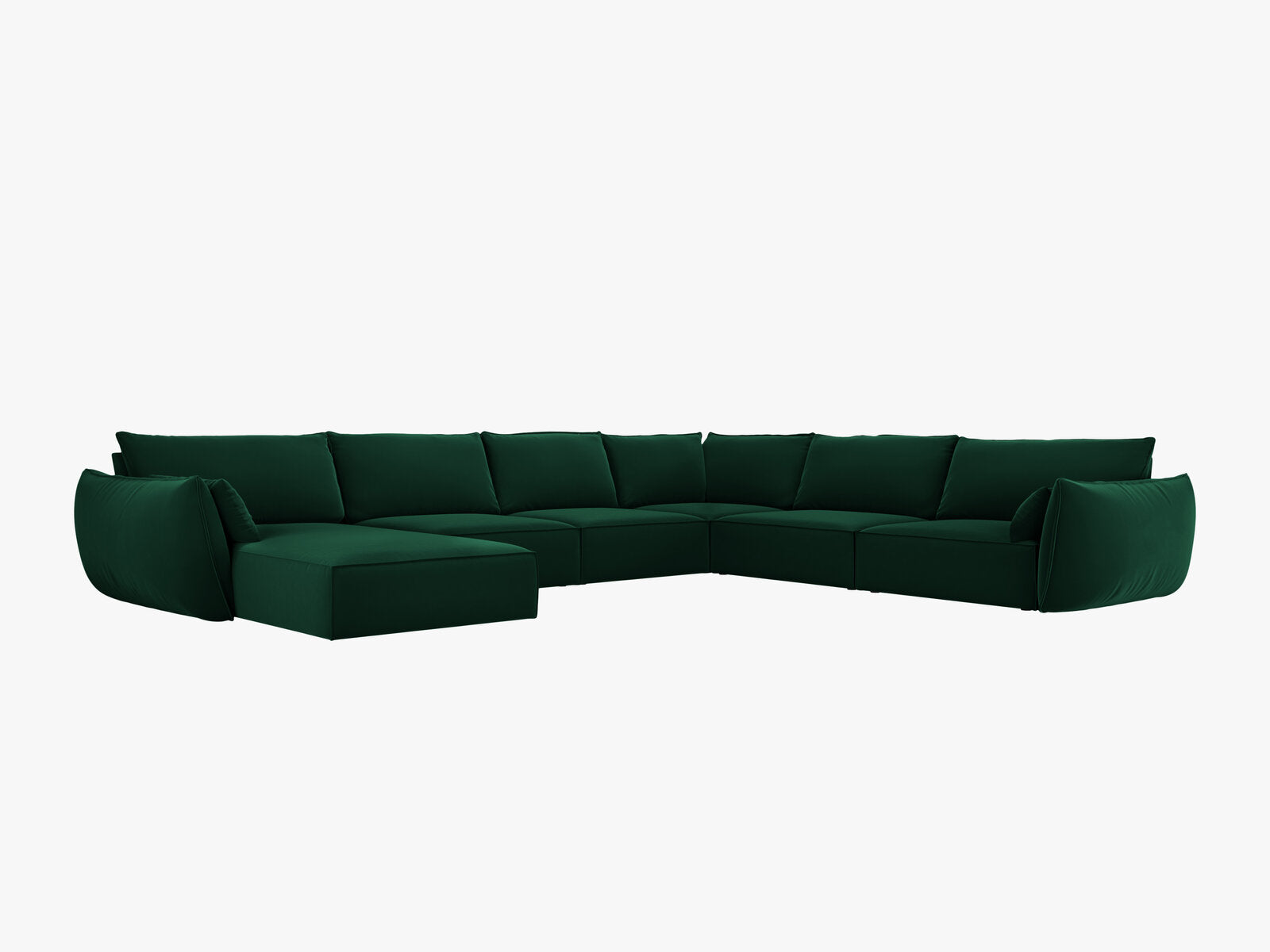 Micadoni Panorama-Ecksofa Kaelle 8-Sitzer Rechts Samt Bluvel Flaschengrün