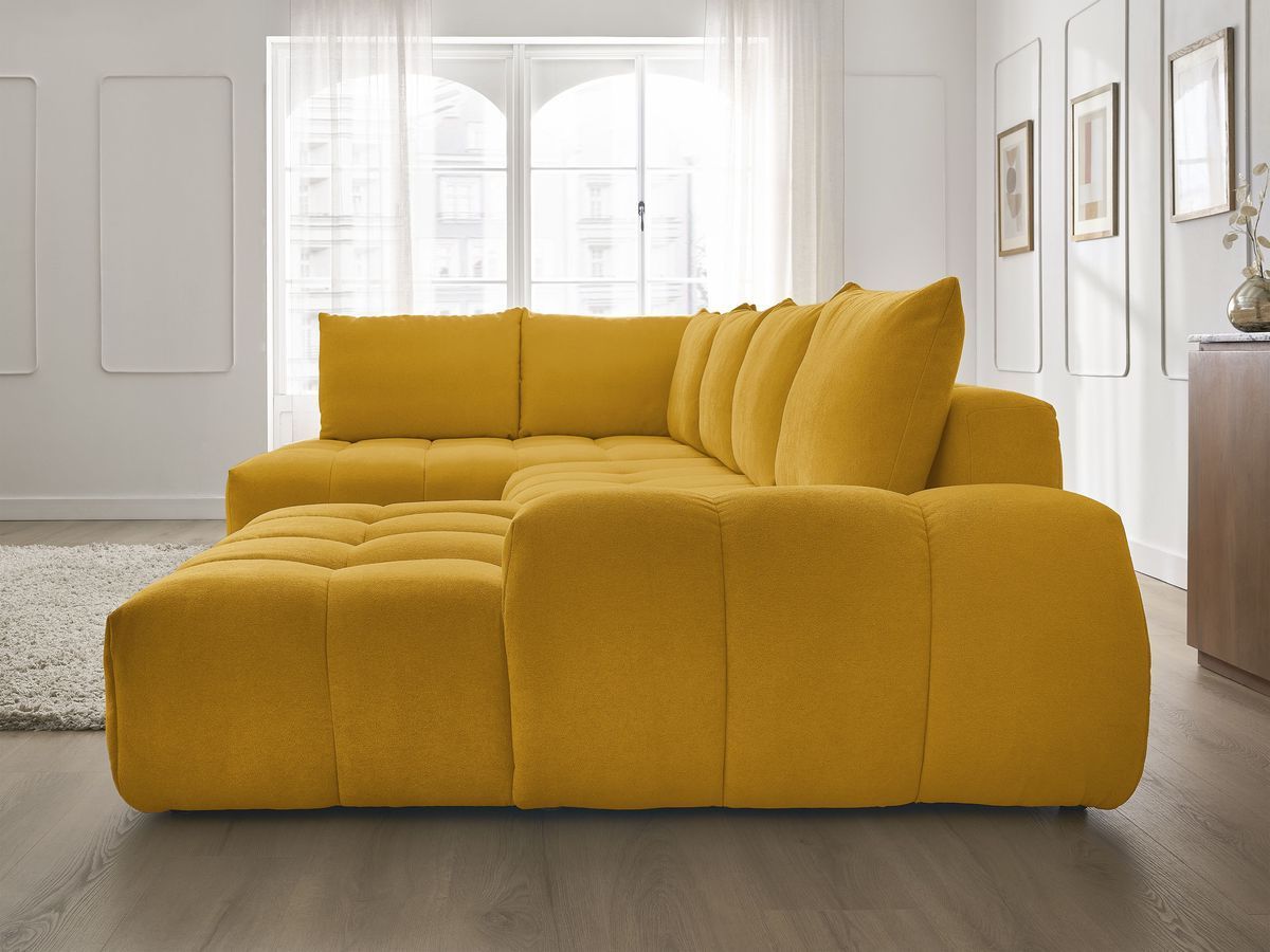 Bobochic Everest Wohnlandschaft, 6 Kissen Strukturstoff Gelb Ecke rechts