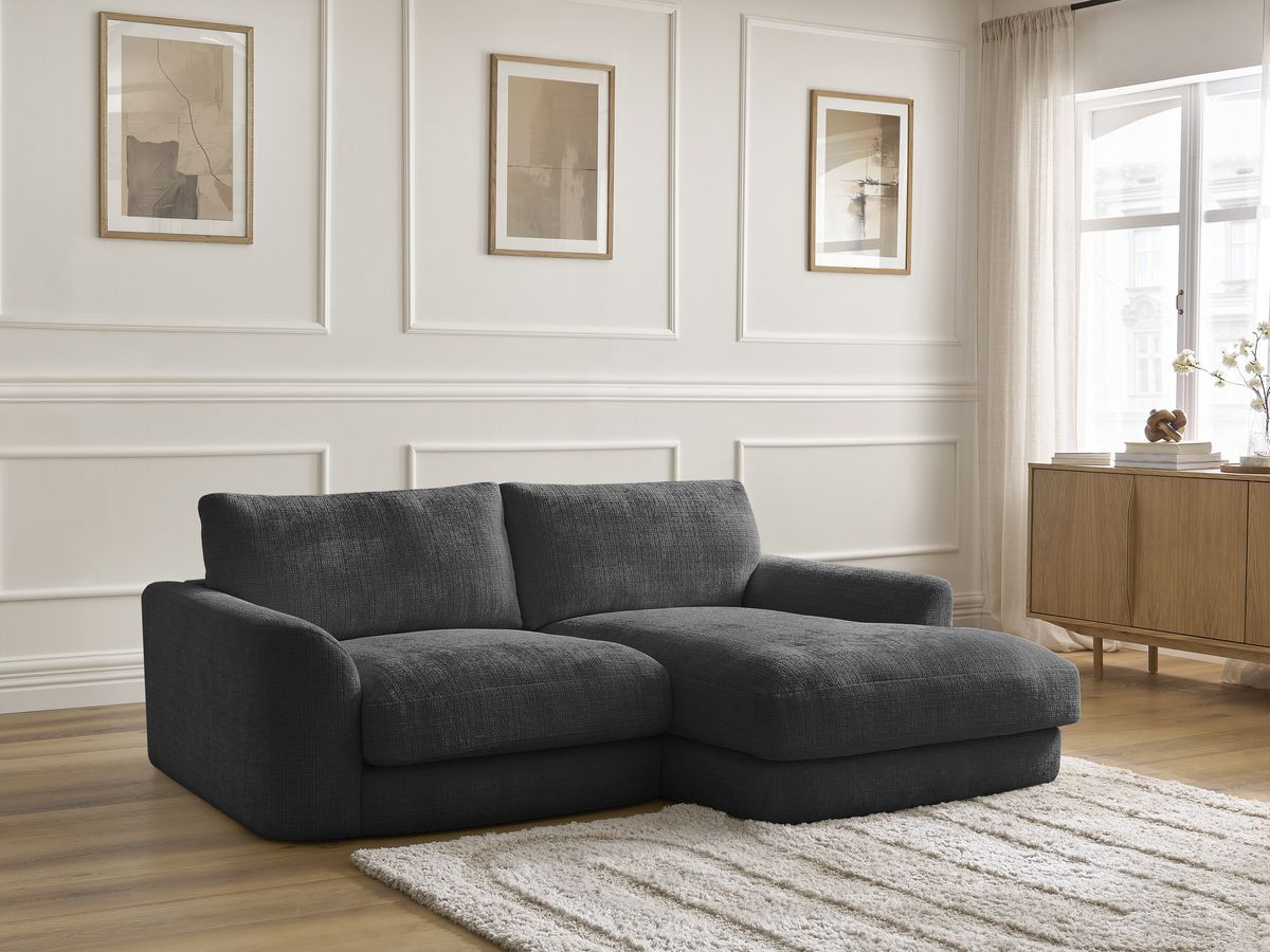 Bobochic Leonore Ecksofa Strukturstoff Schwarz Ecke rechts