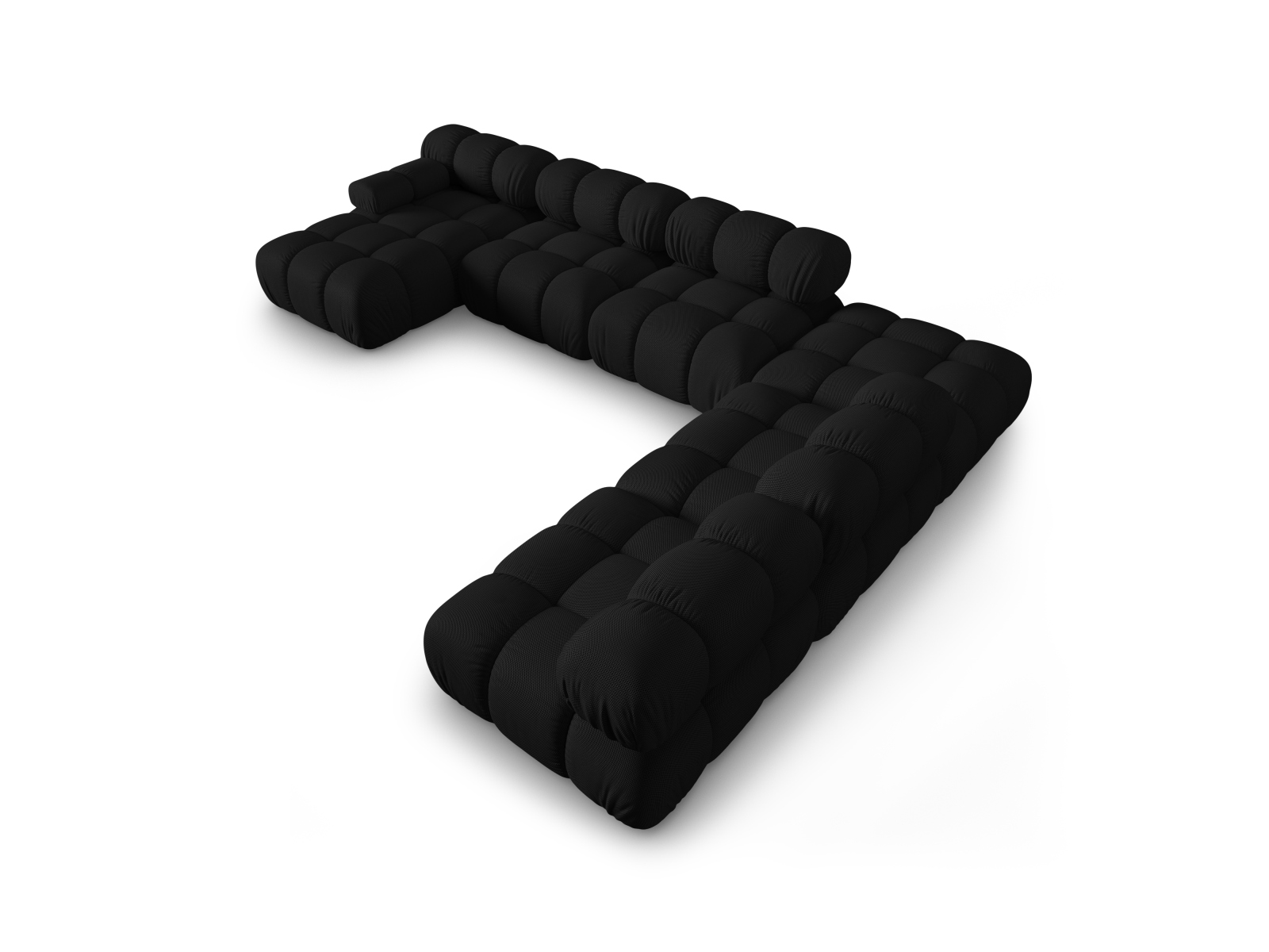 Micadoni Modulares Panorama Ecksofa Bellis 7-Sitzer Rechts 3D-Stoff Sonic Schwarz