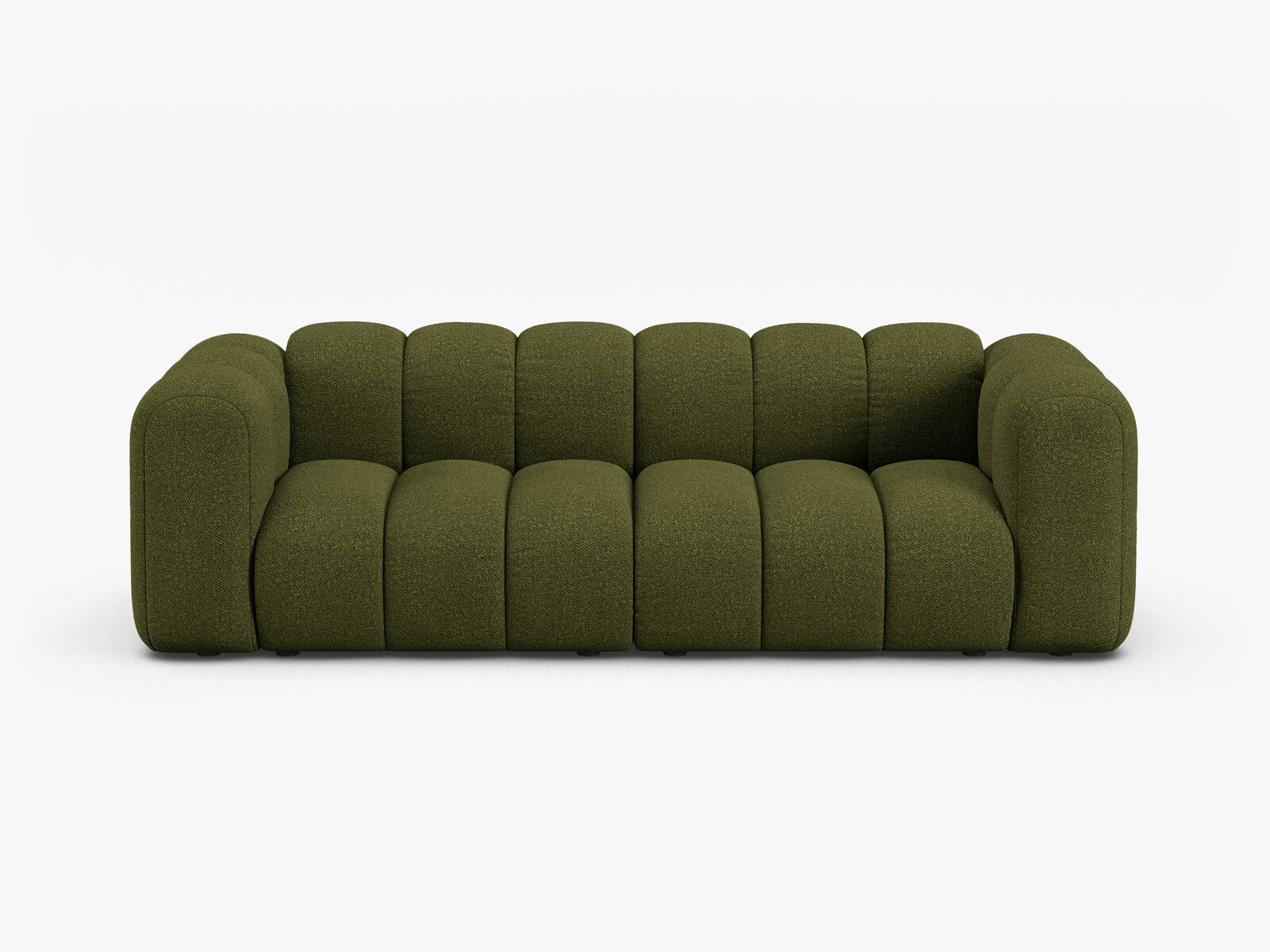 Micadoni Sofa Lupine 3-Sitzer Boucle Baloo Dunkel-Olivgrün