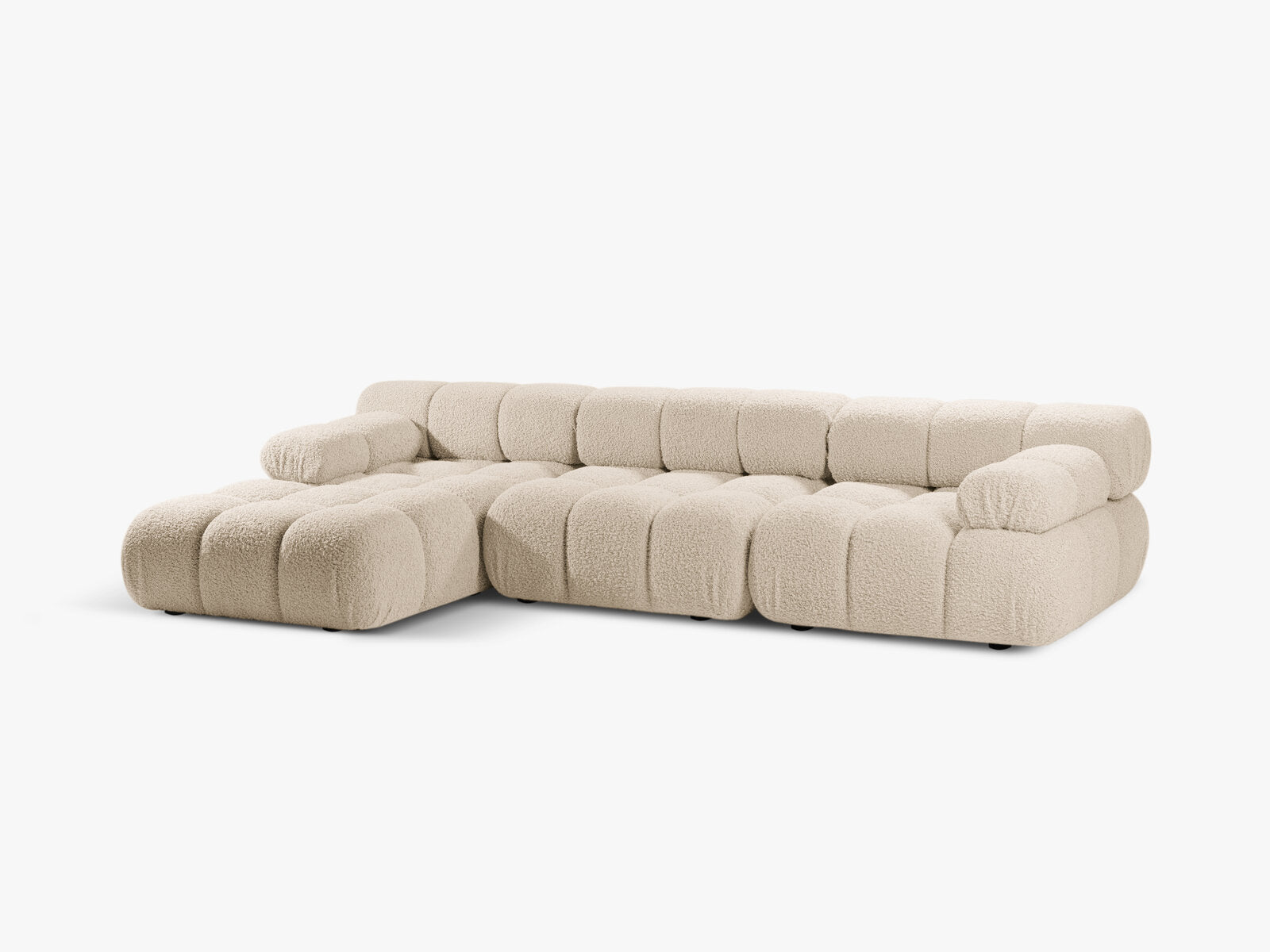 Micadoni Modulares Ecksofa Bellis 4-Sitzer Links Boucle Rolf Helles Beige