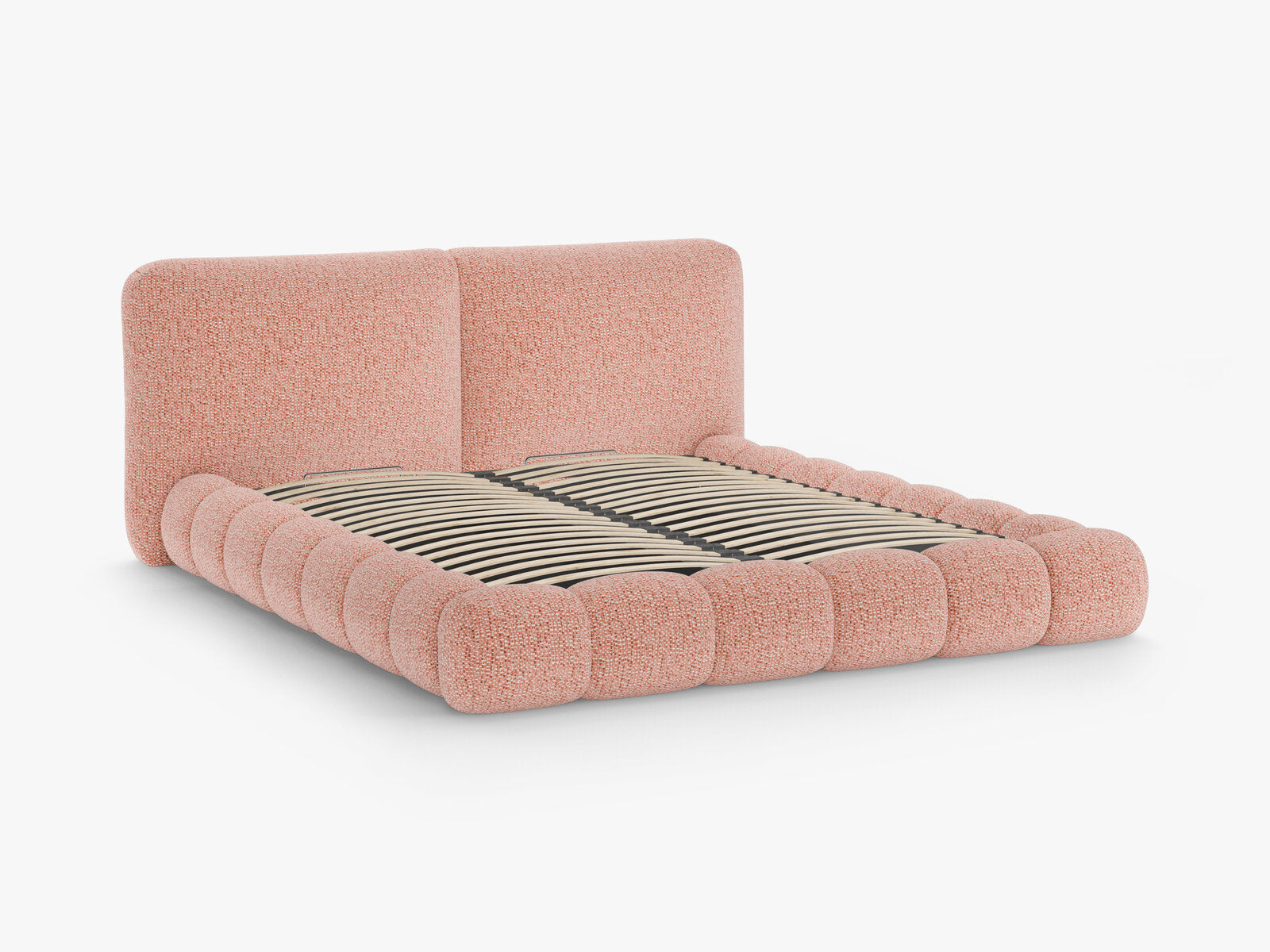Micadoni Stauraumbett mit Kopfteil Solange Chenille Silencio Rosa 160x200
