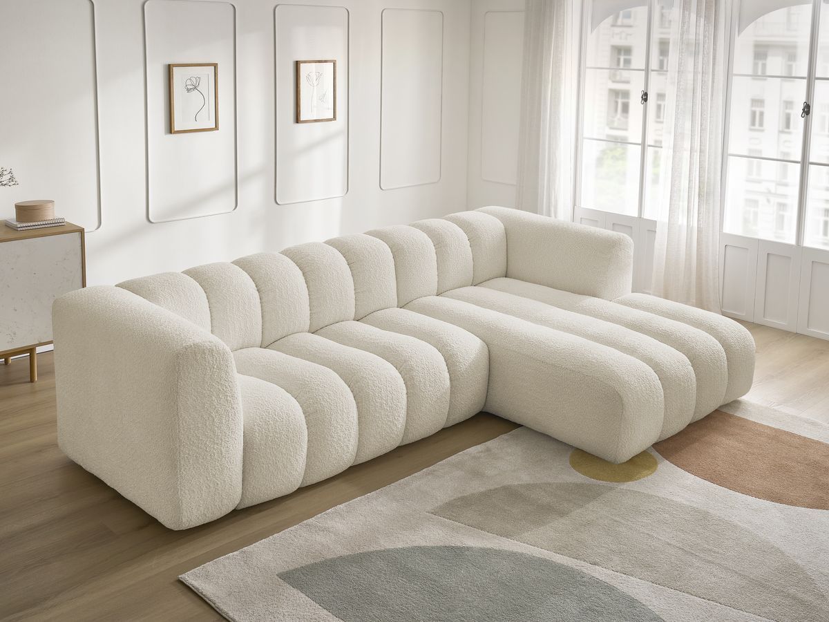 Bobochic Talia Ecksofa Bouclé-Stoff Beige Ecke rechts