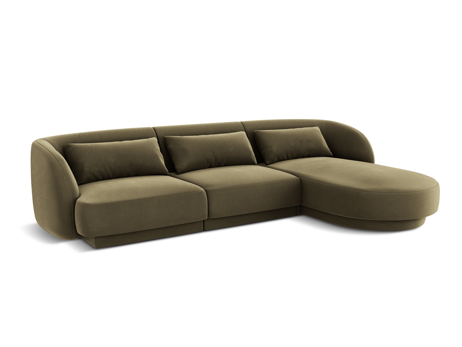 Cosmopolitan Design Ecksofa Tulum 4-Sitzer Samt Bluvel Grün Rechts