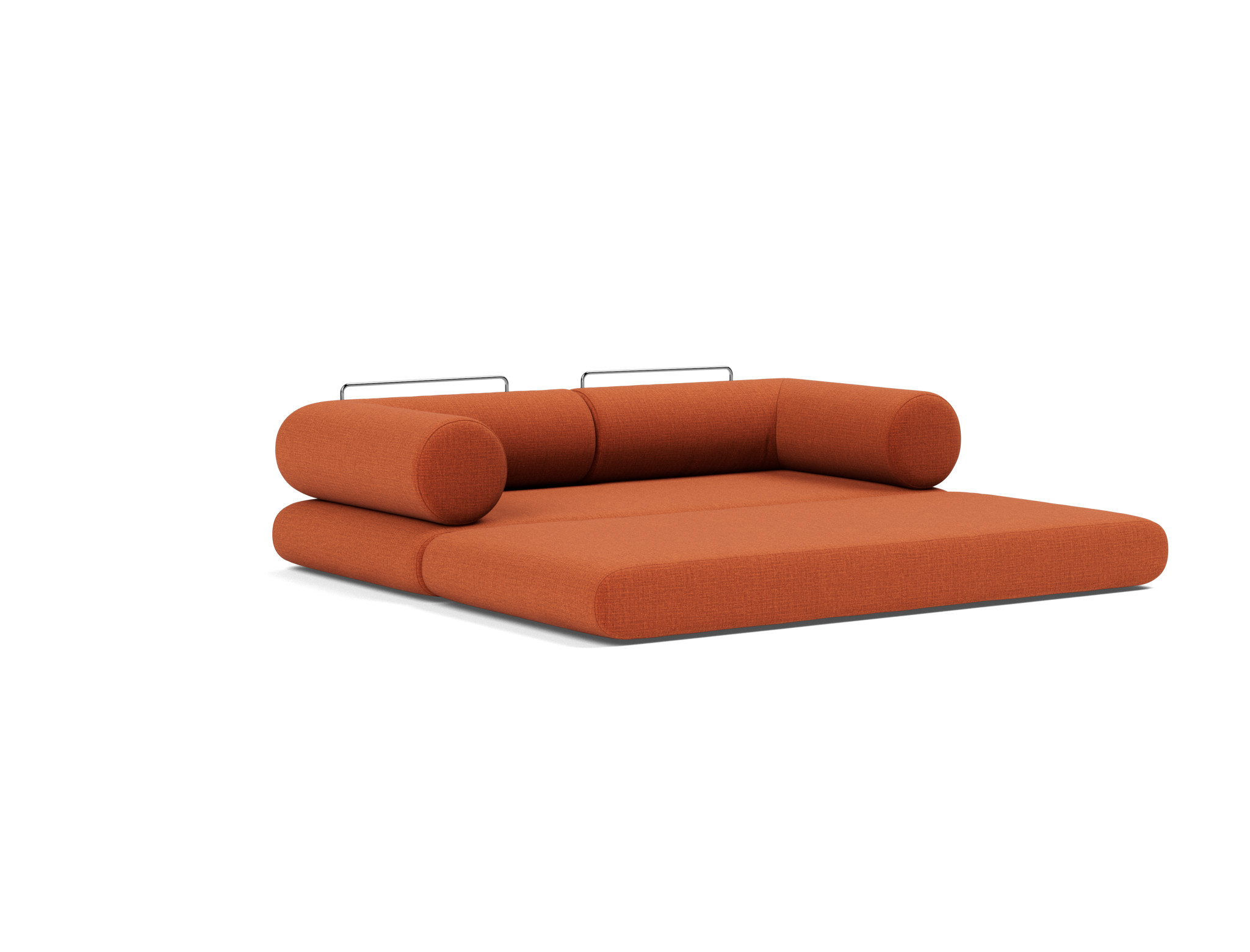Tagesbett Circlus mit L-förmigen Armlehnen Chenille Esina 412-Rust-Orange
