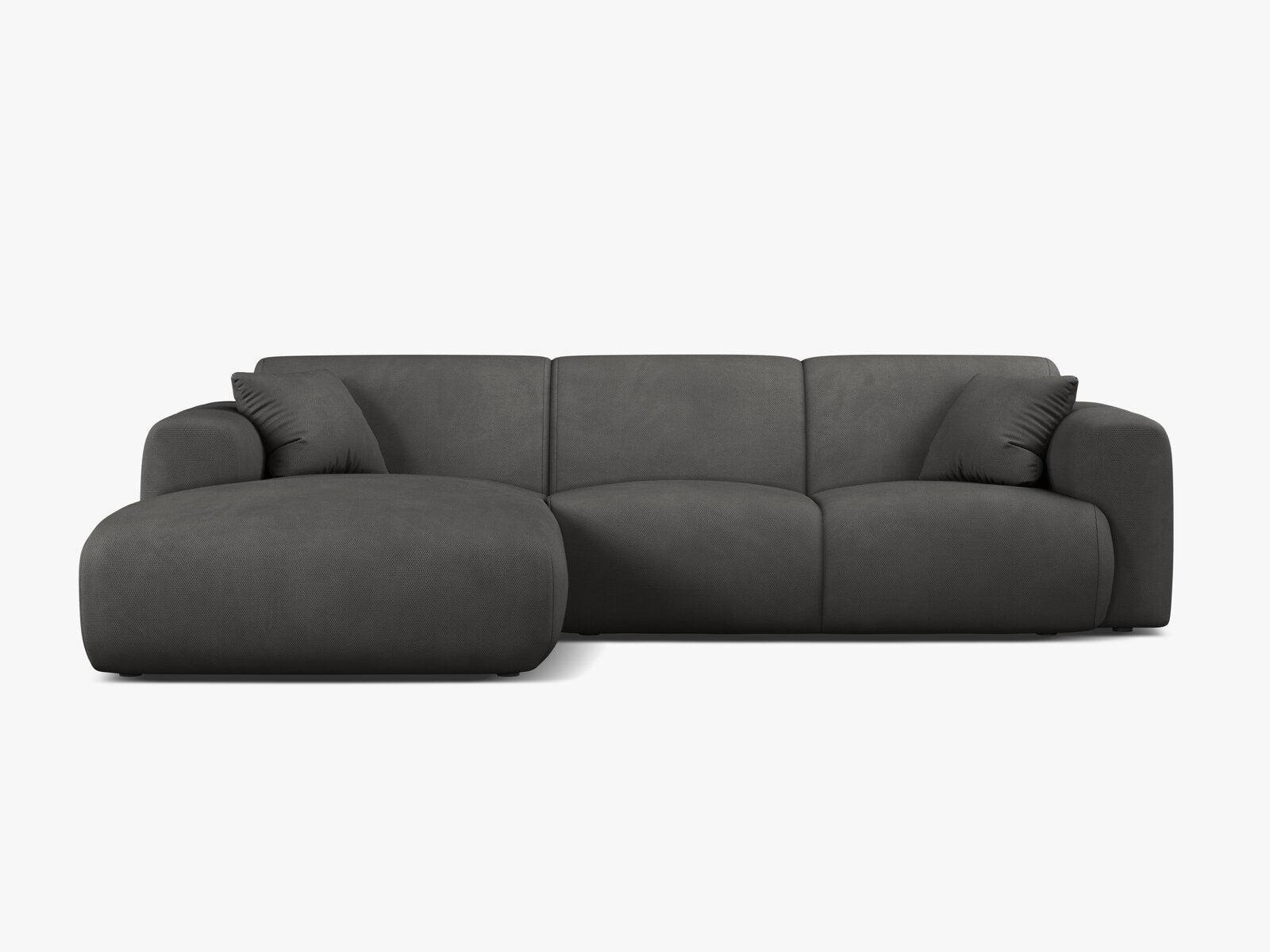 Micadoni Ecksofa Molino 4-Sitzer Links Strukturierter Stoff Rebel Dunkelgrau