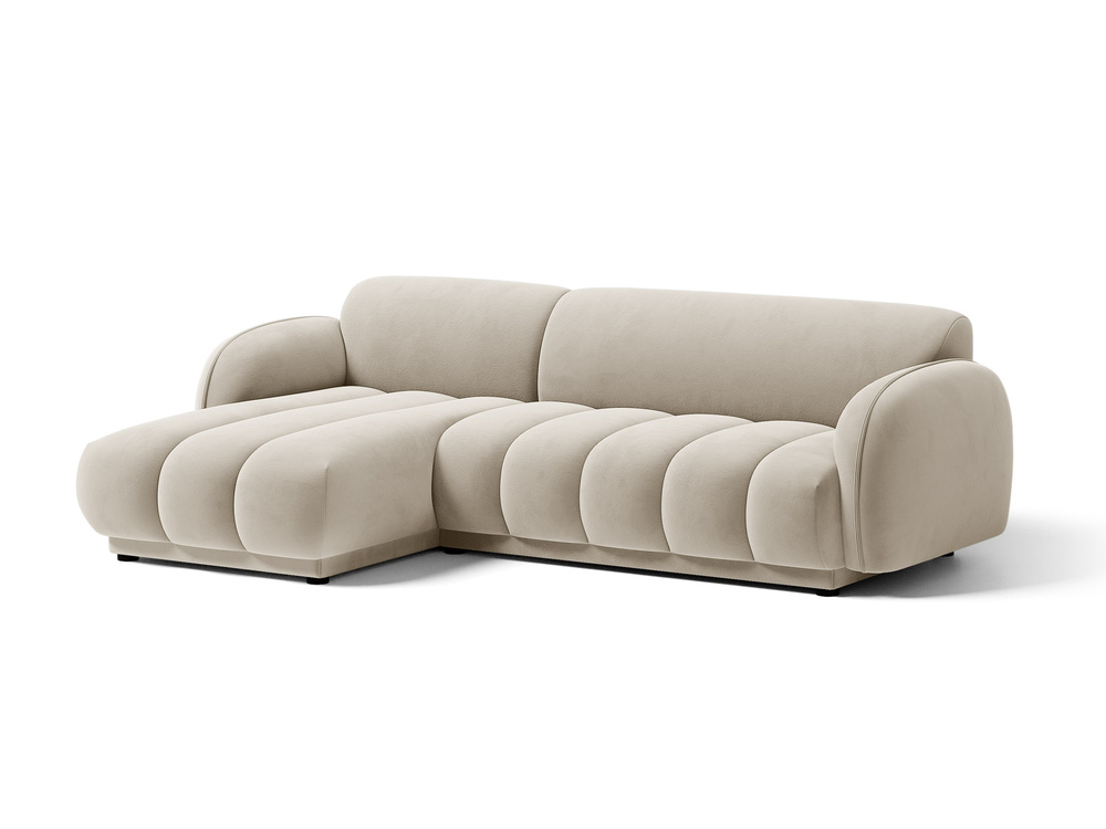 Cosmopolitan Design Ecksofa Bilbao 3-Sitzer Samt Casino Helles Beige Links