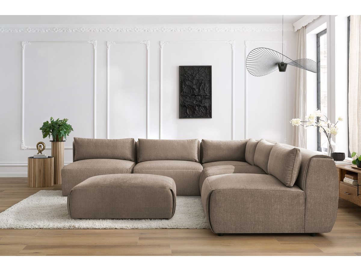 Bobochic Jeanne Ecksofa mit Pouf Samt Taupe