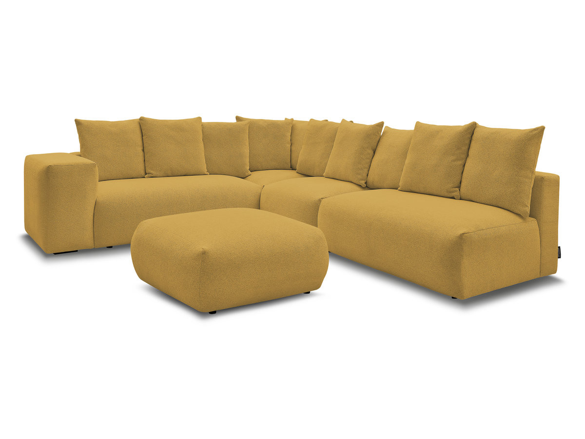 Bobochic Voltaire Ecksofa mit Pouf 322 × 268 cm Melange-Stoff Gelb Ecke links