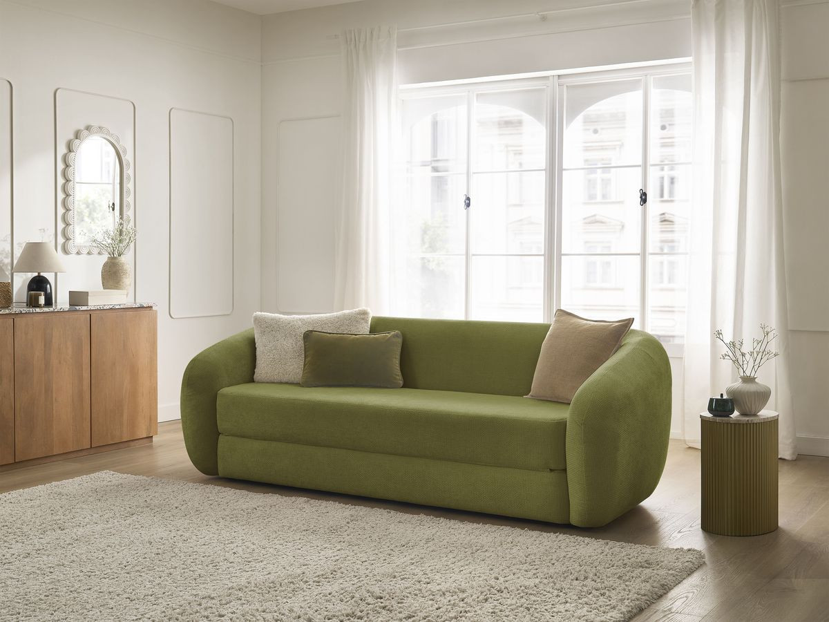 Bobochic Neyo Schlafsofa 3-Sitzer Stoff Grün