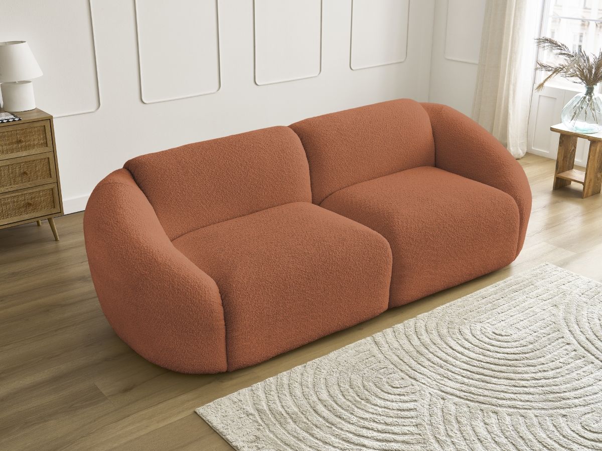 Bobochic Tina Sofa 3-Sitzer Bouclé-Stoff Orange