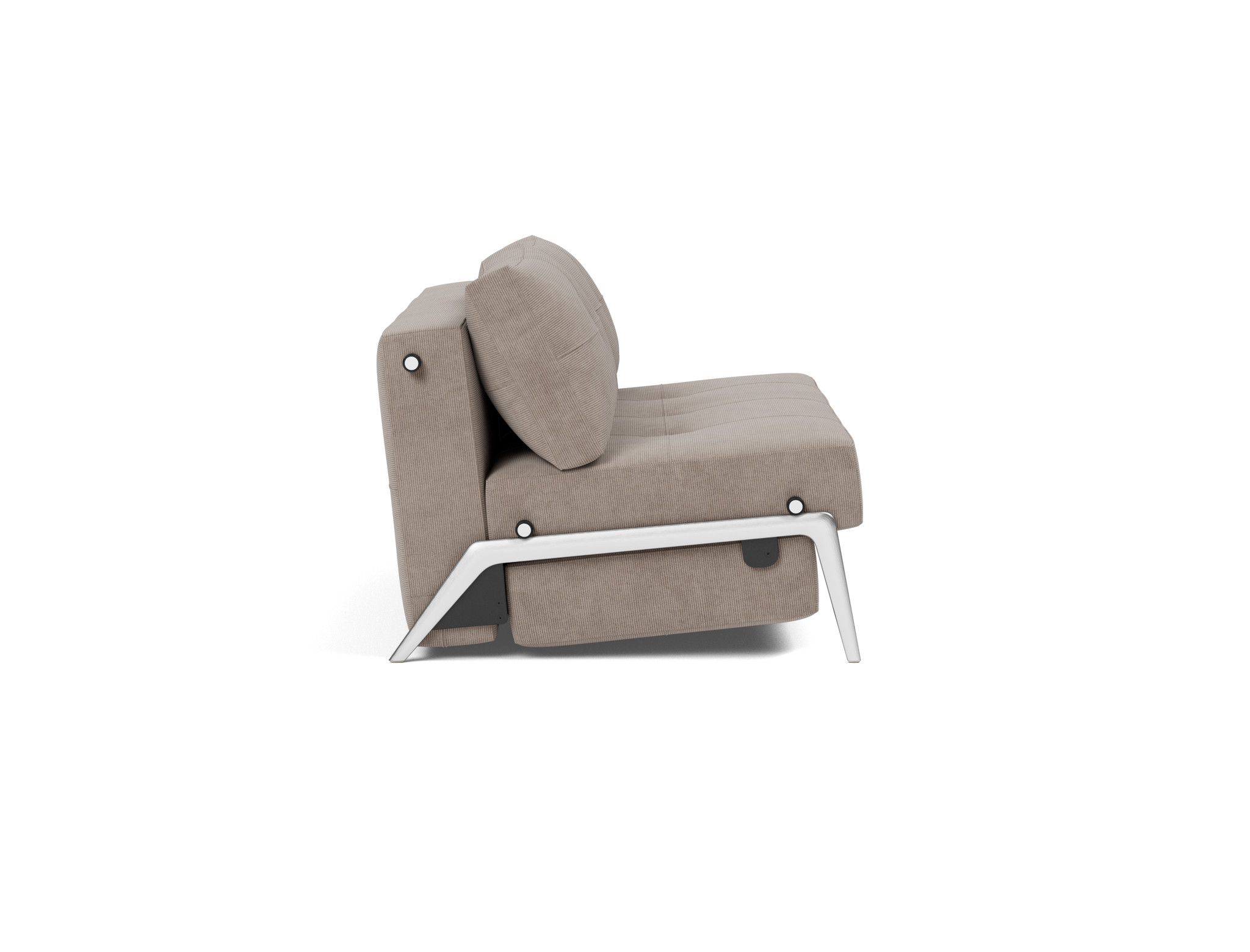 Schlafsofa Cubed 140 Kord Cordufine 318-Beige Beine Aluminium