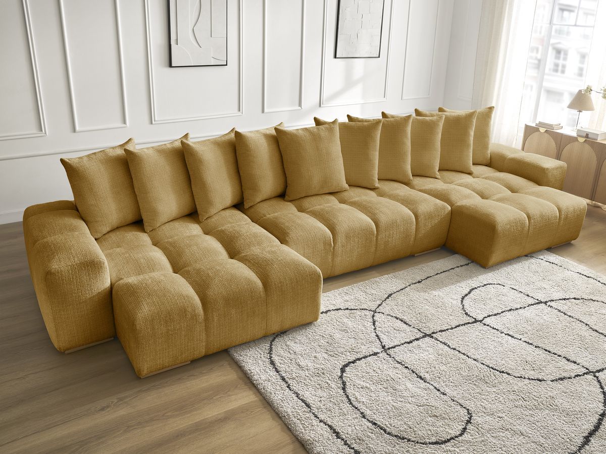 Bobochic Anakin Wohnlandschaft, 10 Kissen Strukturstoff Gelb