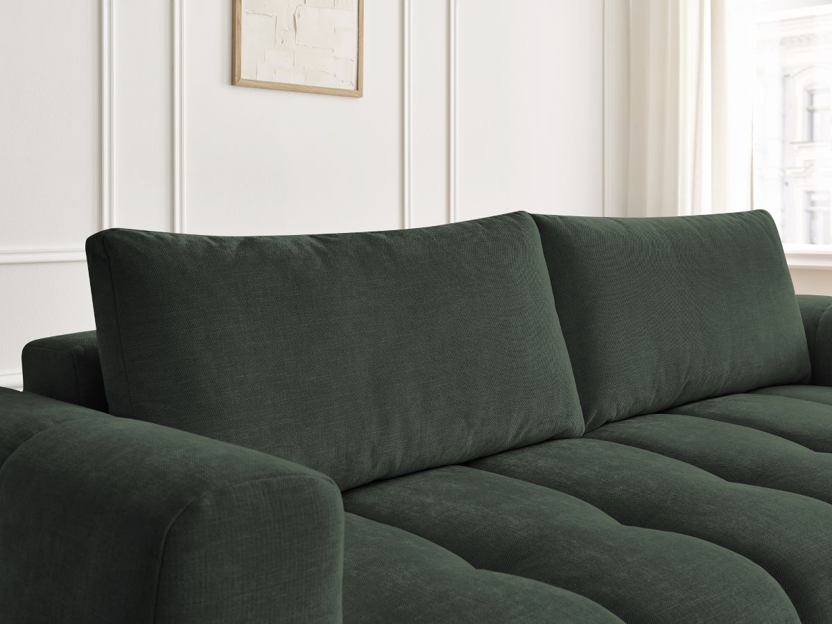Bobochic Fuji Schlafsofa 3-Sitzer mit Bettkasten und Pouf Stoff Grün