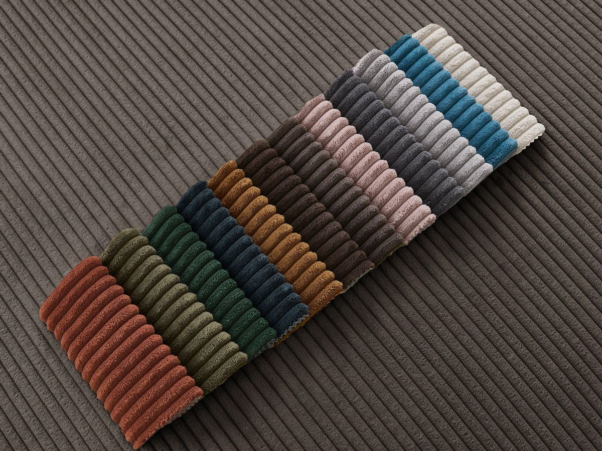 Bobochic Atilla Ecksofa mit Schlaffunktion und Bettkasten Cordsamt Taupe Ecke links