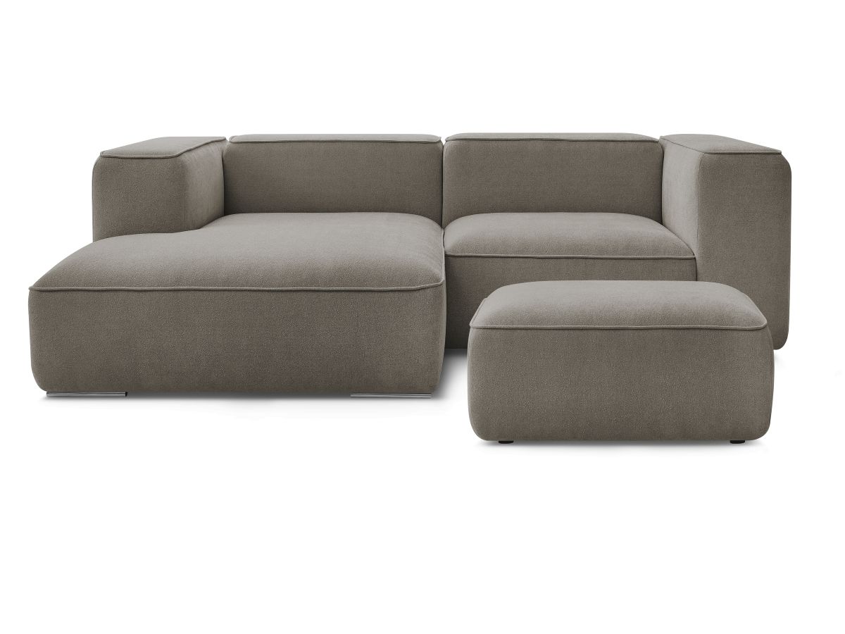 Bobochic Zephyr Ecksofa mit Pouf 260 × 165 cm Strukturstoff Taupe Ecke links