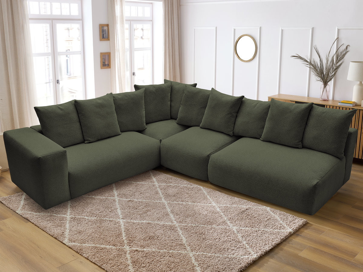 Bobochic Voltaire Ecksofa 322 × 268 cm Melange-Stoff Grün Ecke links