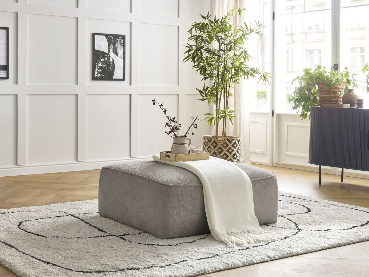 Bobochic Leopold Pouf Strukturstoff Taupe