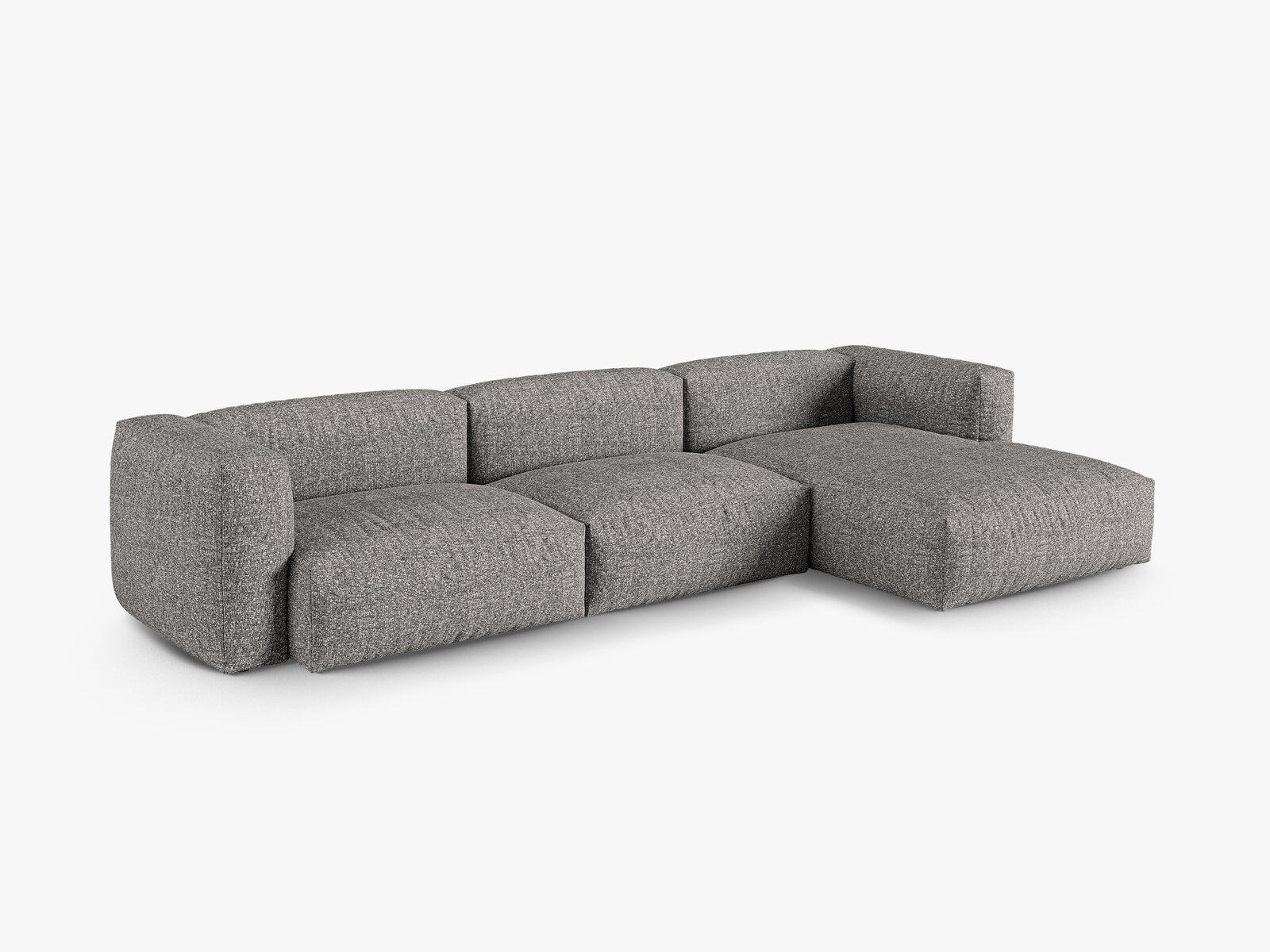 Micadoni Ecksofa Martina 3-Sitzer 90cm Sitztiefe Rechts Boucle Monet Graphit