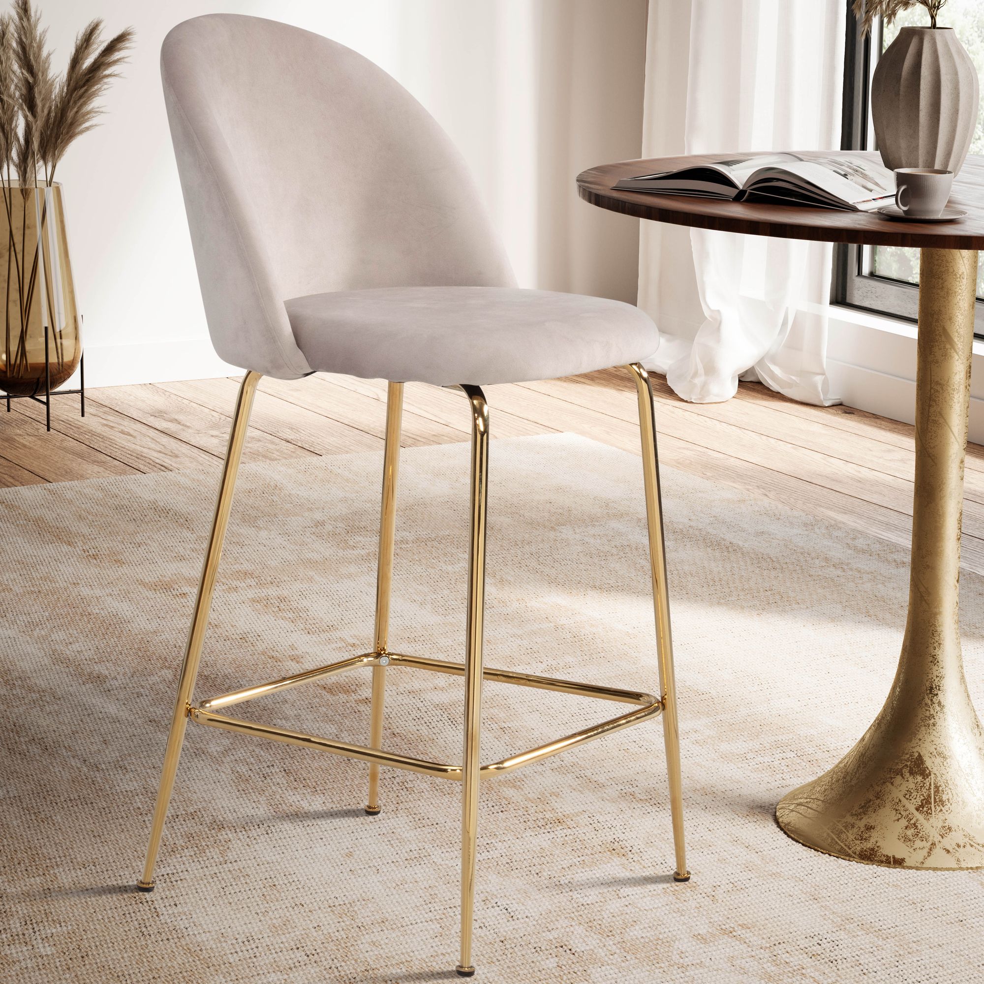 Barhocker Fraena Samt Beige 50 × 50 × 102 cm