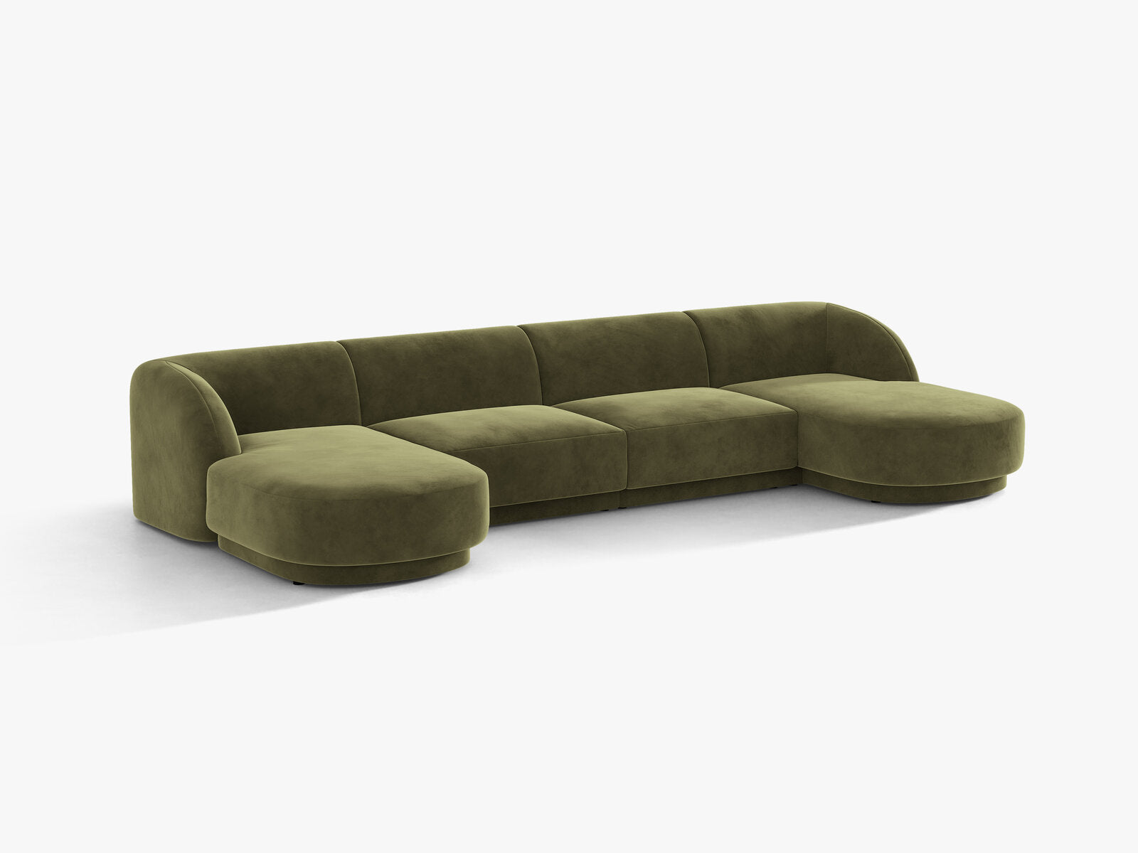 Micadoni Panorama-Sofa Miley 5-Sitzer Samt Bluvel Grün