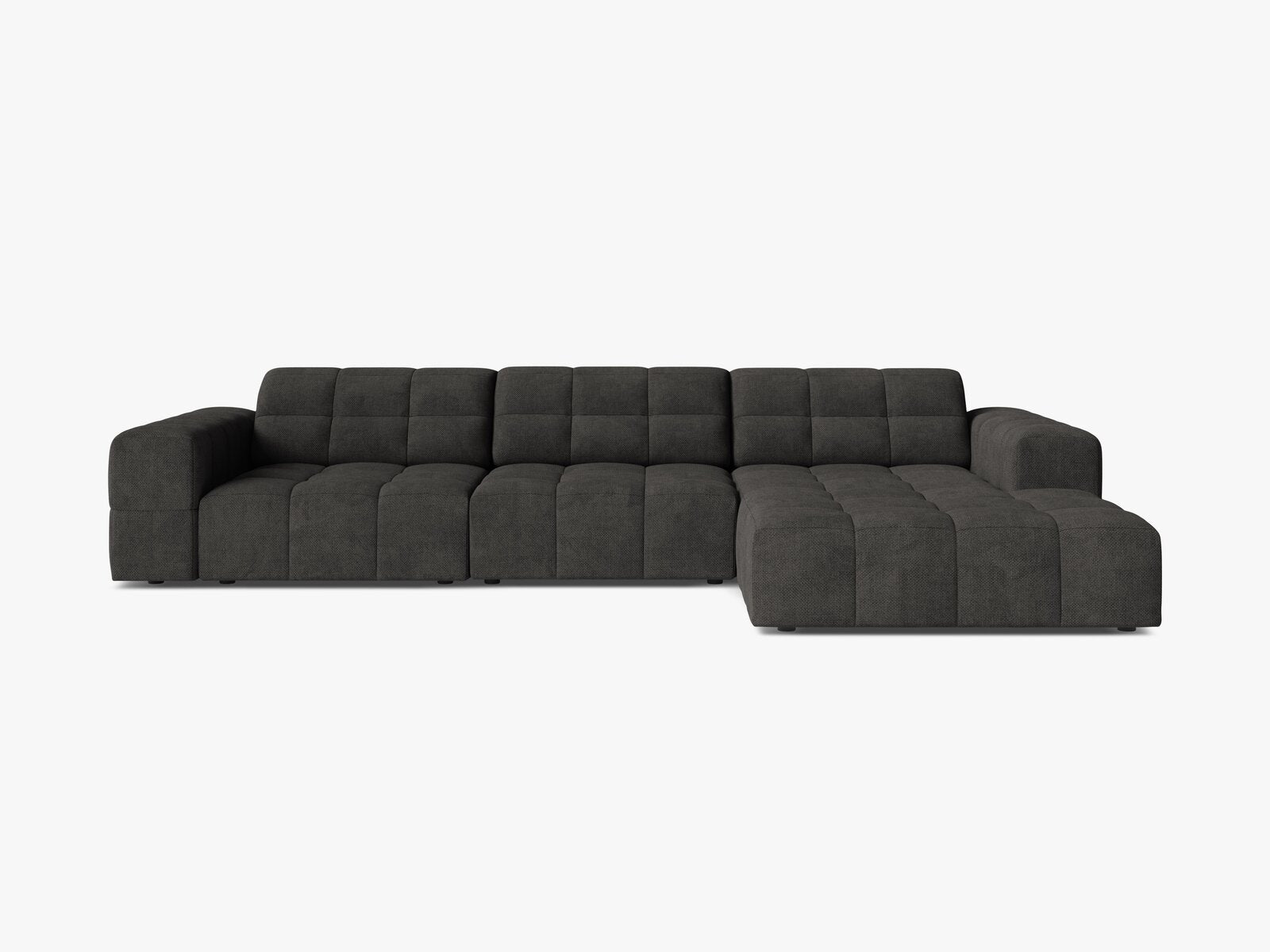 Micadoni Ecksofa Jennifer 4-Sitzer Rechts Chenille Eden Dunkelgrau
