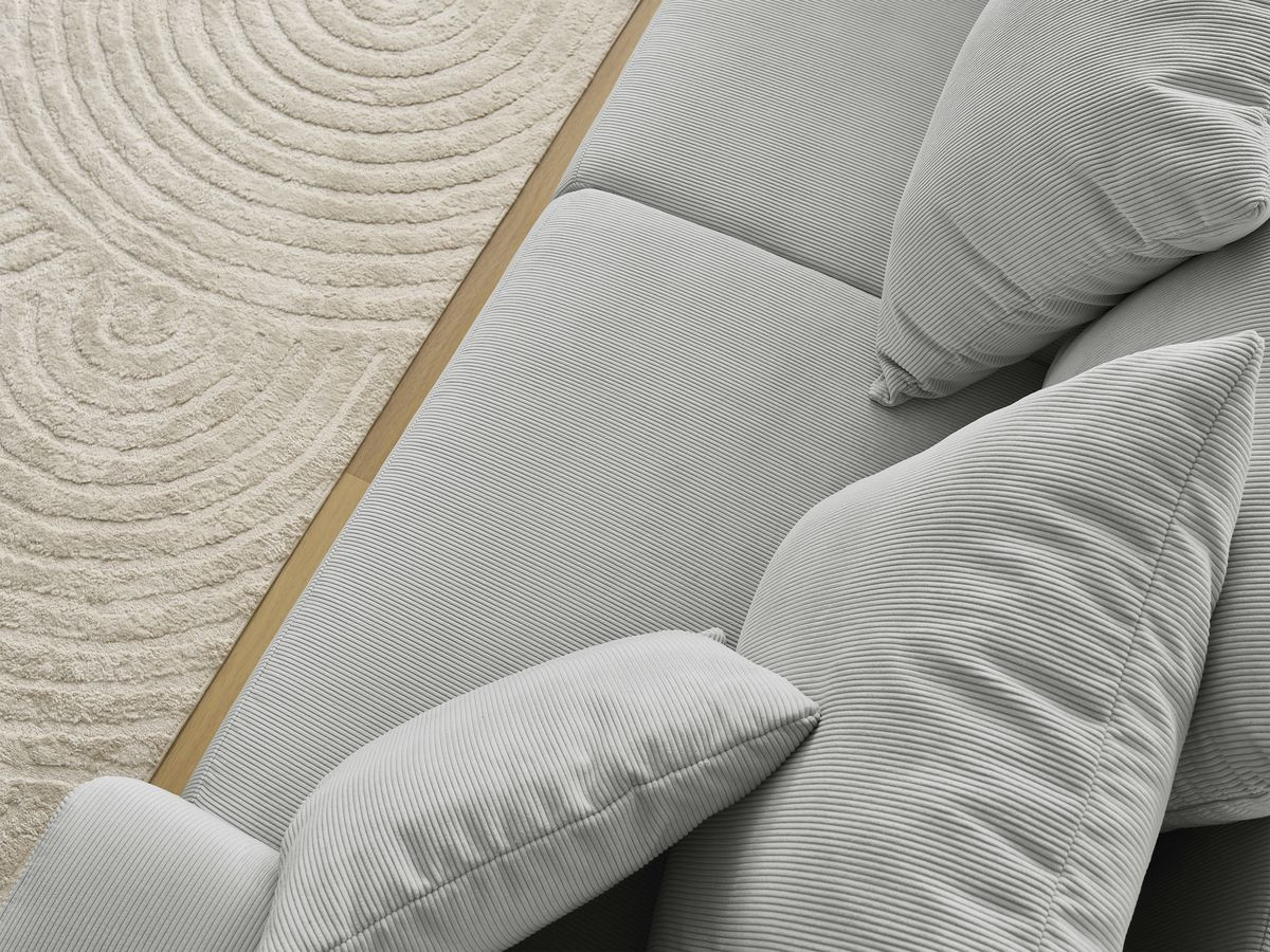 Bobochic Sidonie Sofa 3-Sitzer Cordsamt Hellgrau