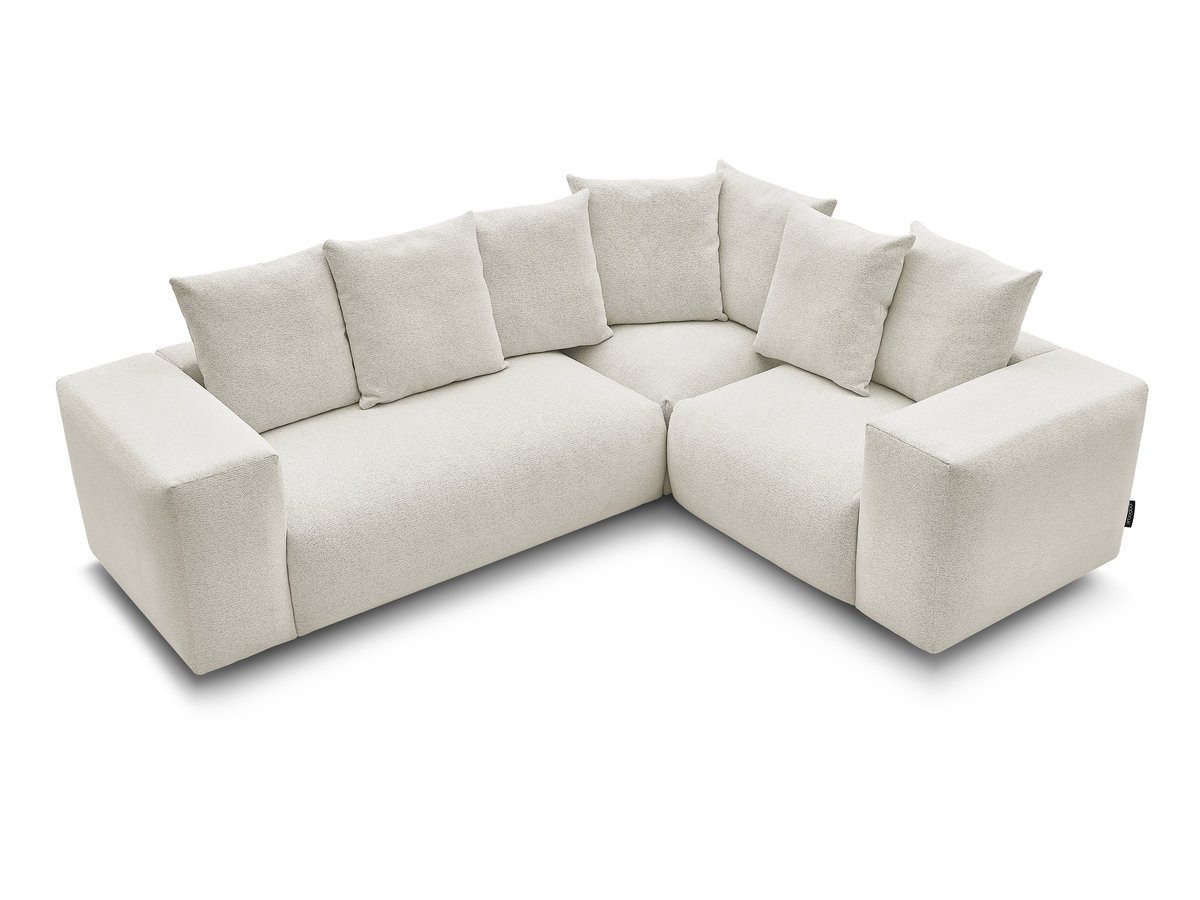 Bobochic Voltaire Ecksofa 268 × 214 cm Melange-Stoff Weiß Ecke rechts
