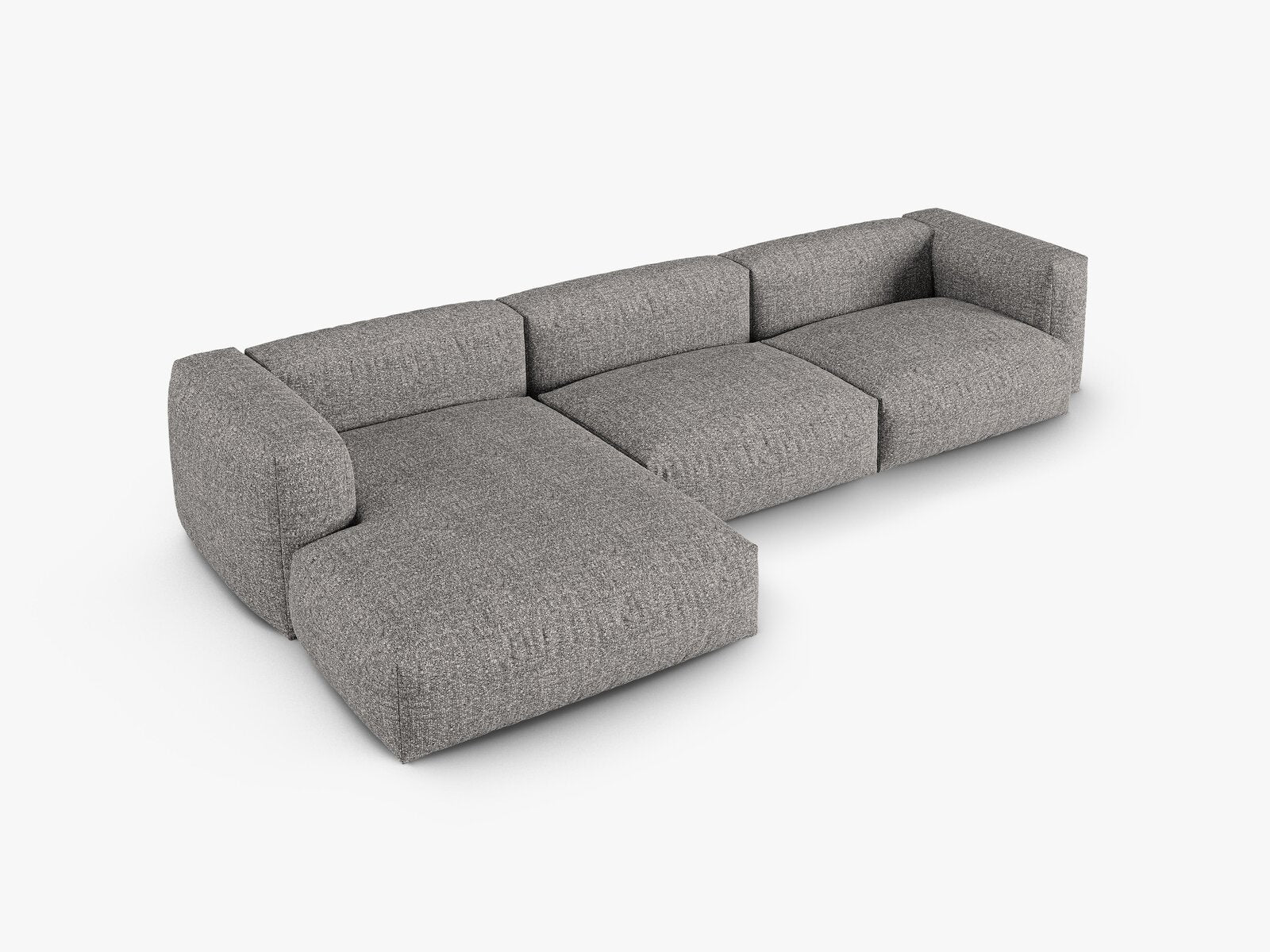 Micadoni Ecksofa Martina 3-Sitzer 90cm Sitztiefe Links Boucle Monet Graphit