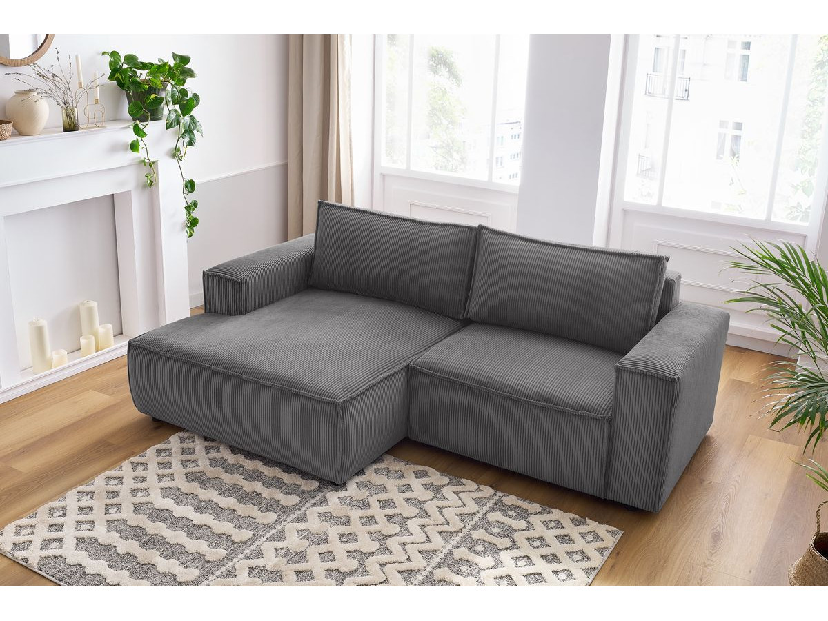 Bobochic Nihad Ecksofa Cordsamt Dunkelgrau Ecke links