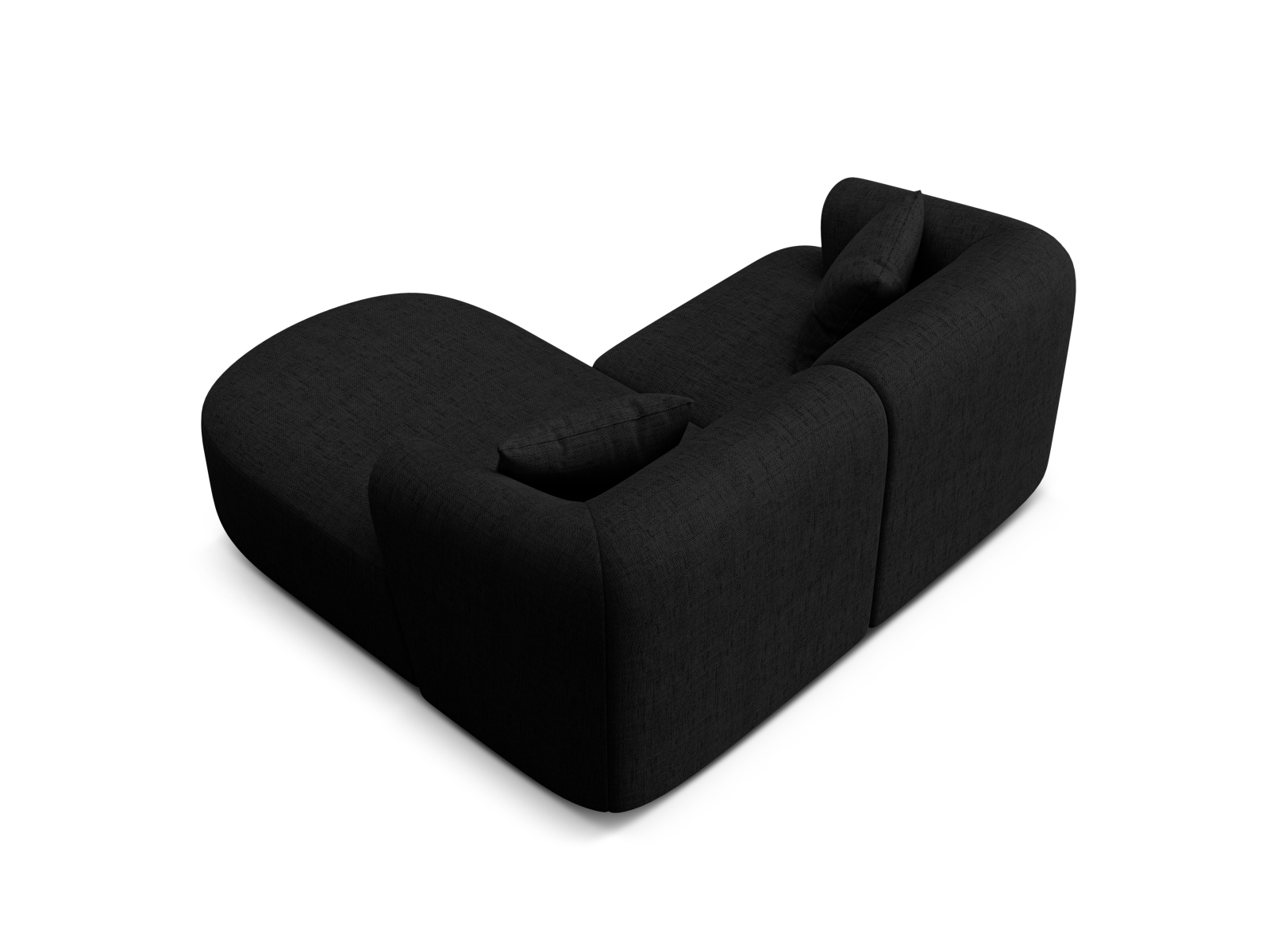 Cosmopolitan Design Ecksofa Campi 3-Sitzer Strukturierter Stoff Moly Schwarz Rechts