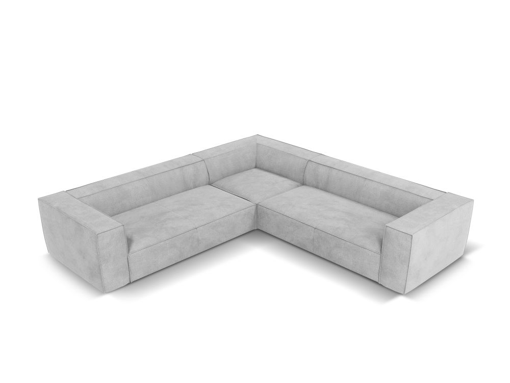 Cosmopolitan Design Symmetrisches Ecksofa Turin 5-Sitzer Strukturierter Stoff Rosario Silber