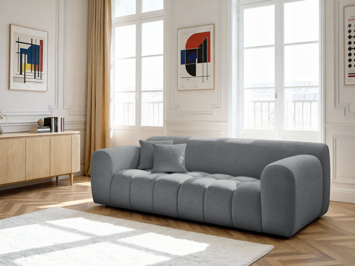Bobochic Melisse Sofa 3-Sitzer Melange-Stoff Dunkelgrau
