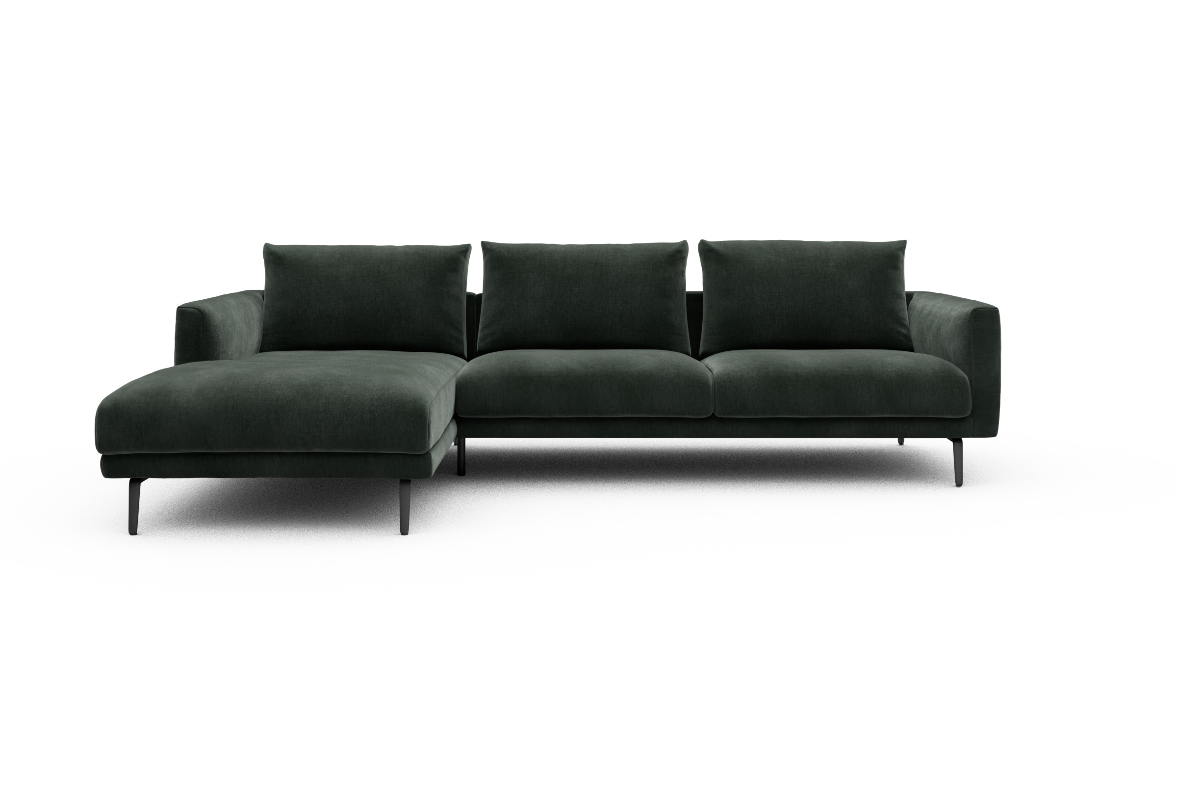 Skandi Home Ecksofa Karl Chaiselongue links mit 2,5-Sitzer Smooth-Laurel-Green moebelfaktor