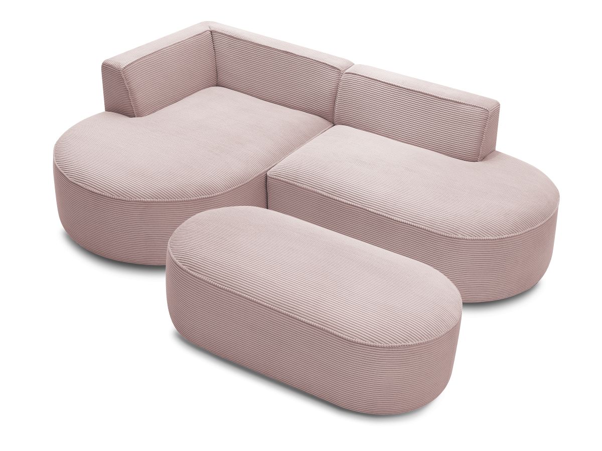 Bobochic Rousseau Ecksofa mit Pouf Cordsamt Violett Ecke links
