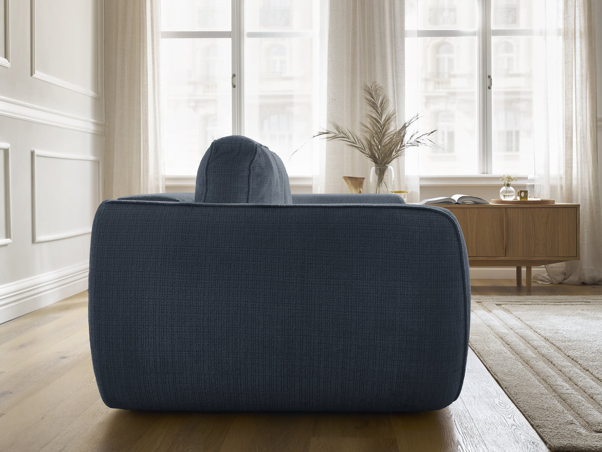 Bobochic Denise Schlafsofa 3-Sitzer mit Bettkasten Strukturstoff Dunkelblau