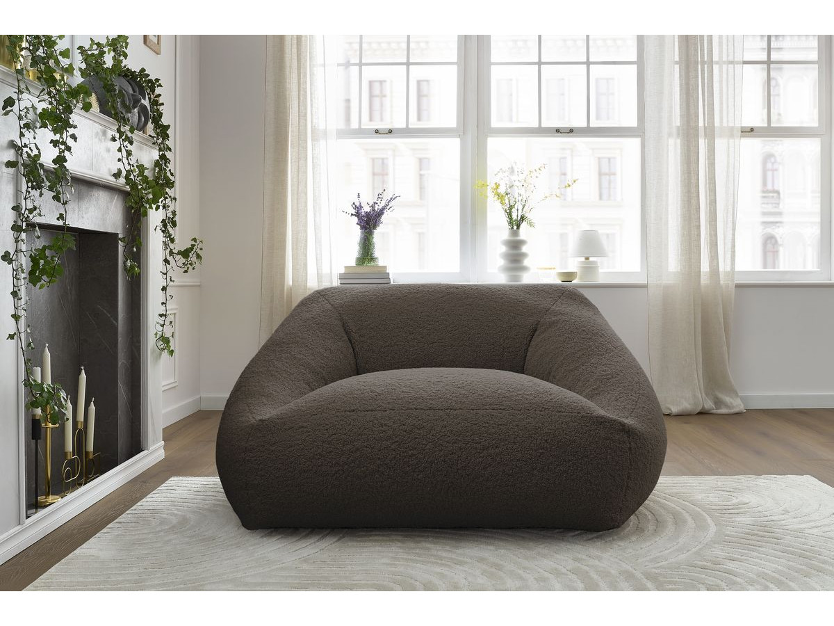 Bobochic Lilibet Pouf Bouclé-Stoff Braun