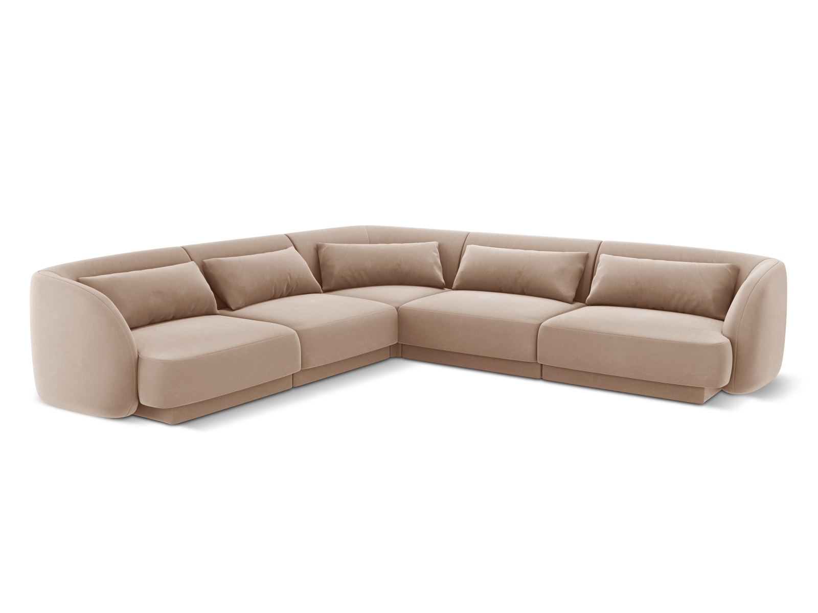 Cosmopolitan Design Wendbares Ecksofa Tulum 5-Sitzer Samt Bluvel Beige